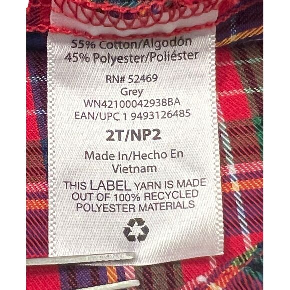 Wonder Nation Red Plaid Button Shirt 2T Toddler Holiday Classic Lightweight - Picture 8 of 9